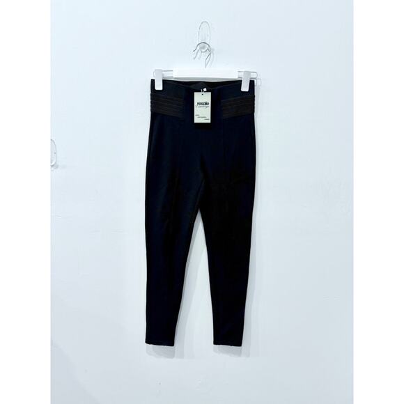 NWT Zara Pull On High Rise Slim Fit Ponte Skinny Pants Black Women's Size Small - Picture 2 of 7